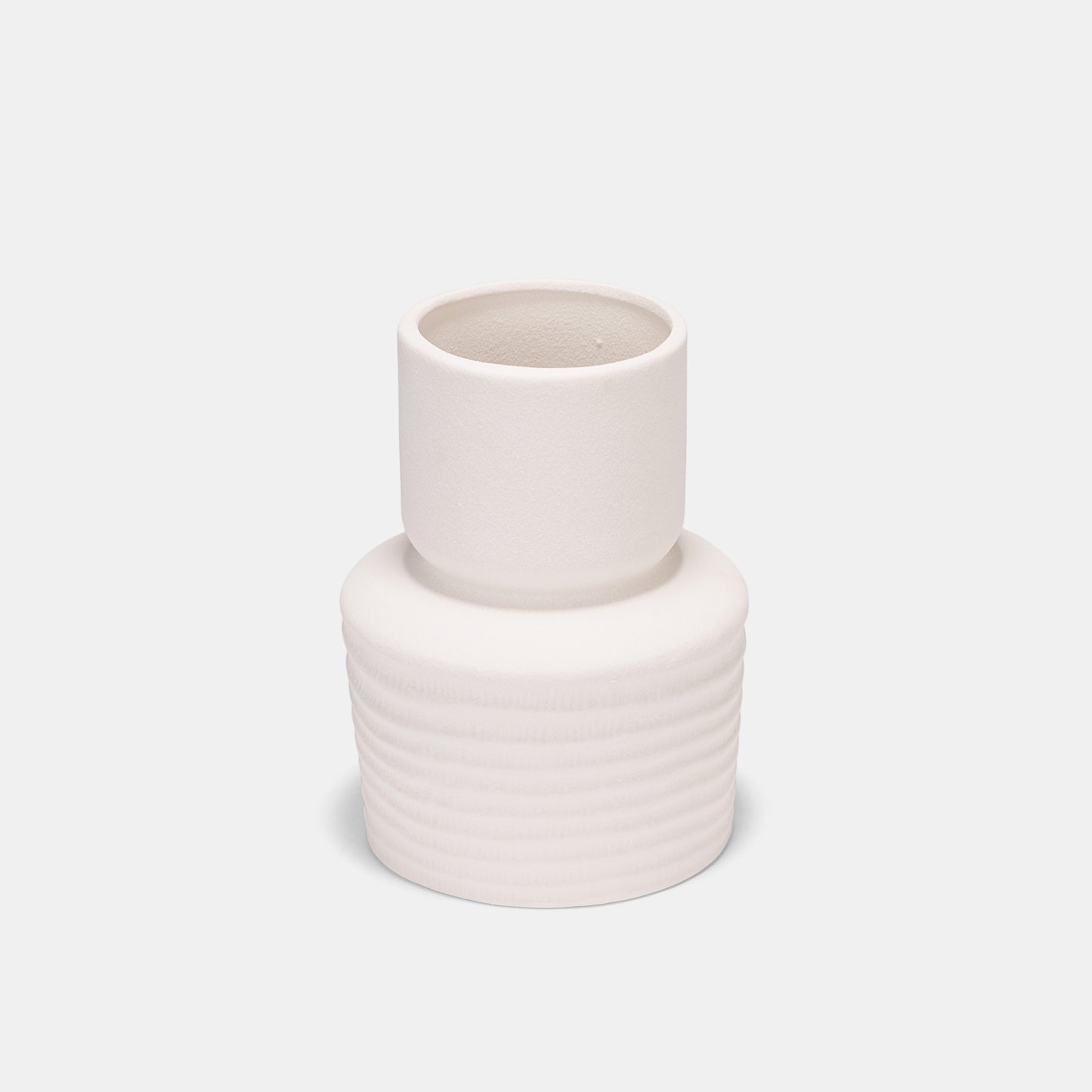 Frosted White Wave Cylindrical Ceramic Vase