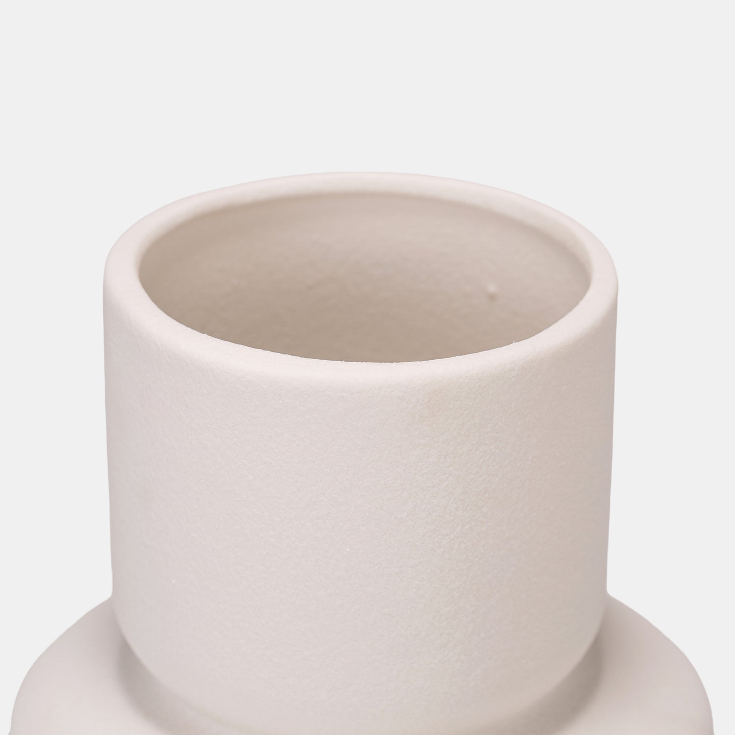 Frosted White Wave Cylindrical Ceramic Vase