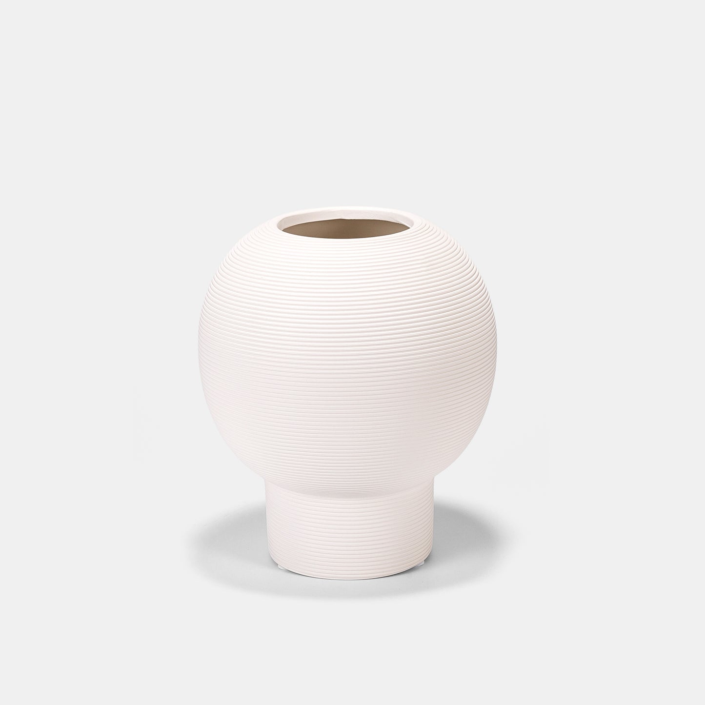 Hand-Pulled White Textured Bulbous Ceramic Vase