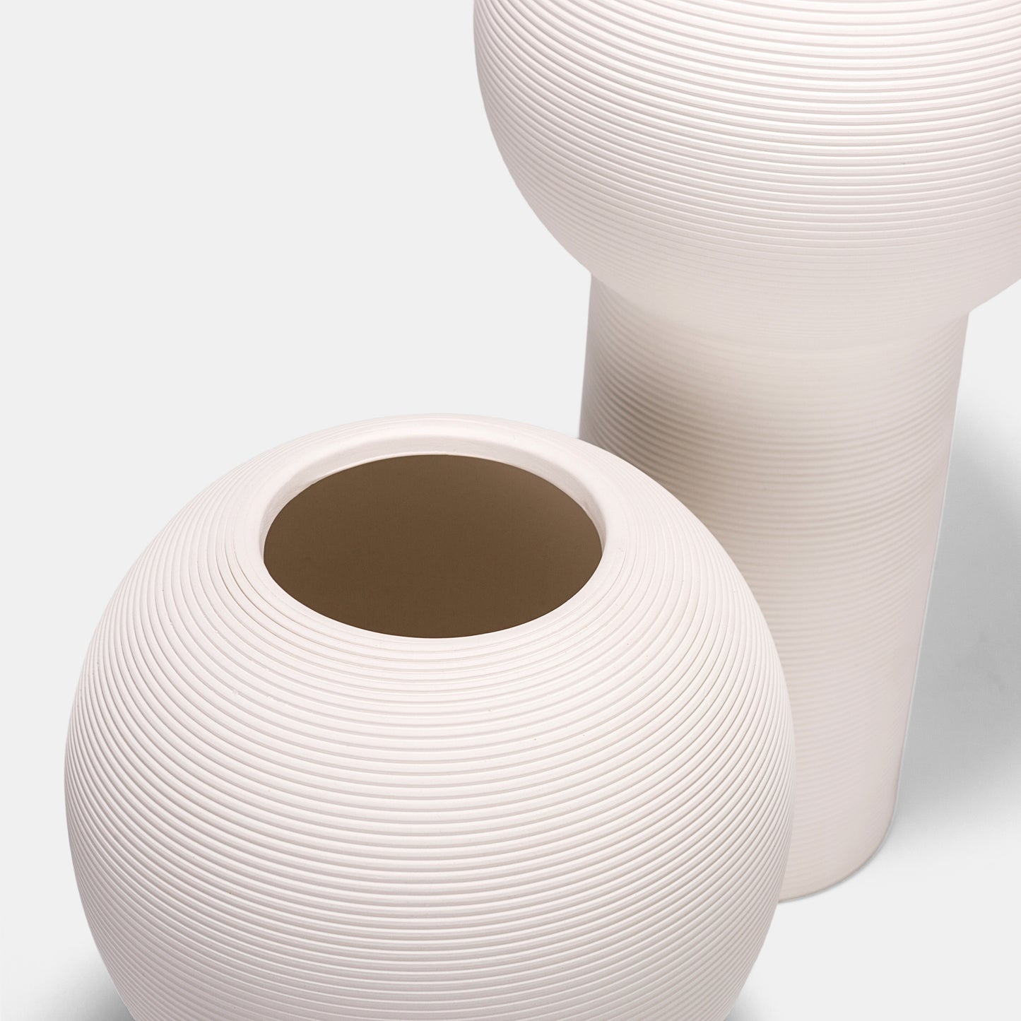 Hand-Pulled White Textured Bulbous Ceramic Vase