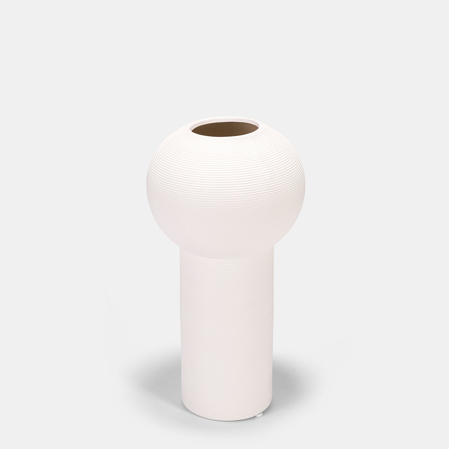 Hand-Pulled White Textured Bulbous Ceramic Vase