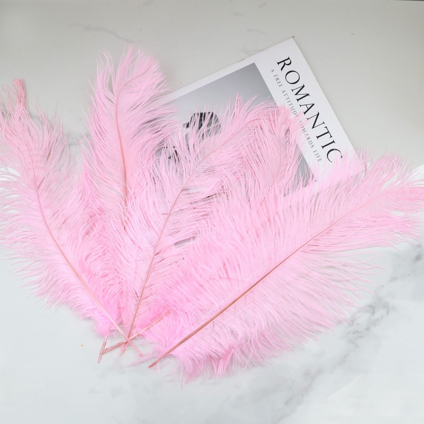 5 pcs Ostrich Feathers Hot Pink