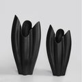 3D-Printed Black Ceramic Petal Crest Vase