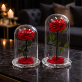 Rose Glass Dome Single Red