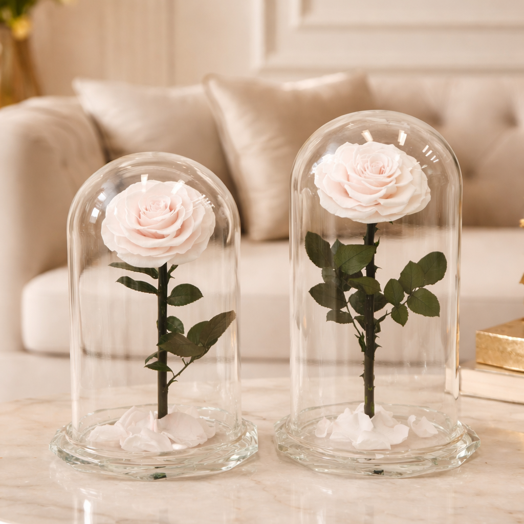 Rose Glass Dome Single Baby Pink