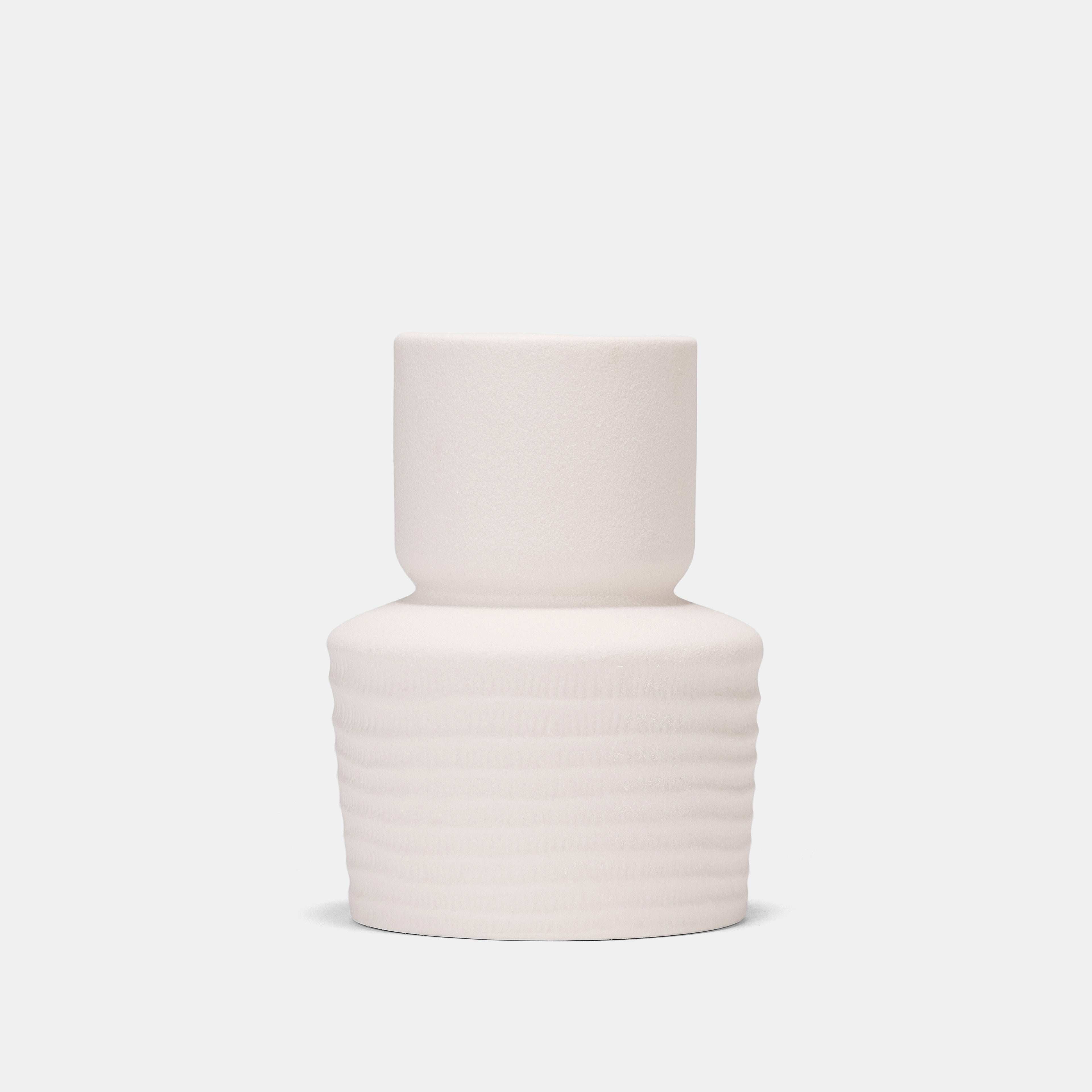 Frosted White Wave Cylindrical Ceramic Vase