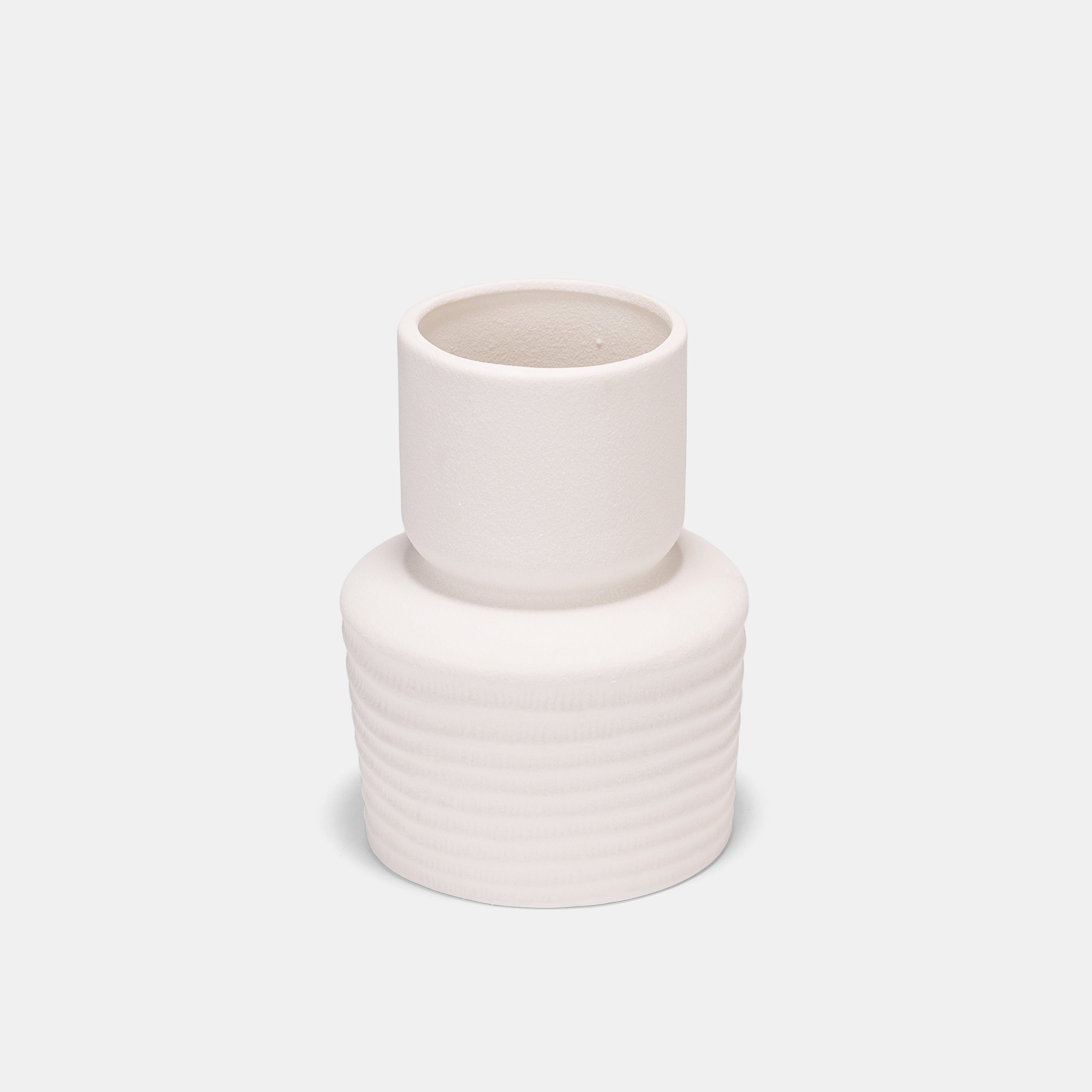 Frosted White Wave Cylindrical Ceramic Vase