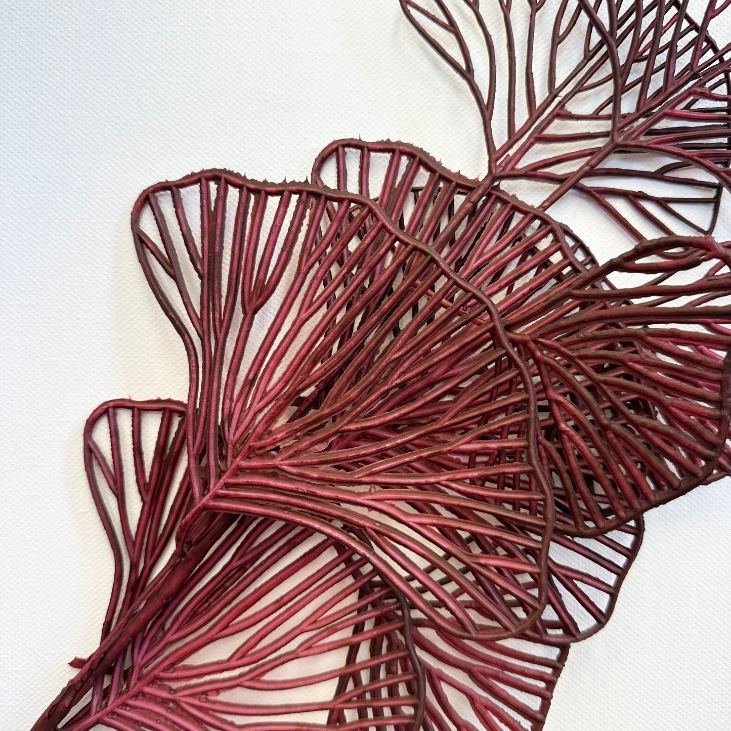 Artificial Ginkgo Leaf Dark Red