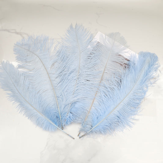 5 pcs Ostrich Feathers Baby Blue