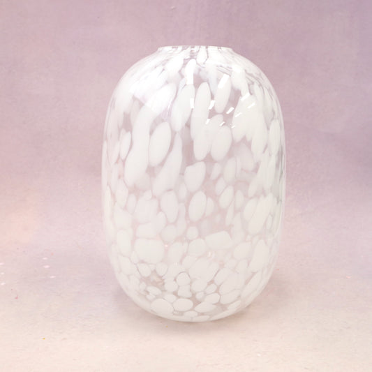 White Speckled Glass Vase