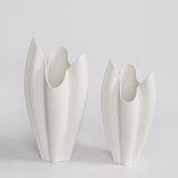 3D-Printed White Ceramic Petal Crest Vase