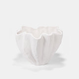 White Textured Ceramic Bowl - Wave Design